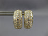 ESTATE WIDE 1.37CT DIAMOND 18K YELLOW GOLD 3D 3 ROW PAVE HUGGIE HANGING EARRINGS