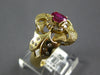 .79CT DIAMOND & AAA RUBY 14KT YELLOW GOLD OVAL & ROUND FLOWER FILIGREE FUN RING