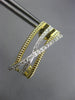 LARGE .89CT DIAMOND 14KT 2 TONE GOLD 3D MULTI ROW WAVE UMBRELLA HANGING EARRINGS