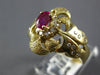 .79CT DIAMOND & AAA RUBY 14KT YELLOW GOLD OVAL & ROUND FLOWER FILIGREE FUN RING