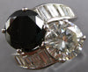 EXTRA LARGE 4.1CT WHITE & BLACK DIAMOND PLATINUM ROUND & BAGUETTE LOVE KNOT RING