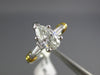 .93CT DIAMOND PLATINUM & 18K GOLD 3D PEAR SHAPE & BAGUETTE ENGAGEMENT RING #1894