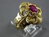 .79CT DIAMOND & AAA RUBY 14KT YELLOW GOLD OVAL & ROUND FLOWER FILIGREE FUN RING