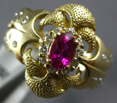 .79CT DIAMOND & AAA RUBY 14KT YELLOW GOLD OVAL & ROUND FLOWER FILIGREE FUN RING