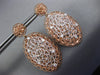 LARGE .3CT DIAMOND 14KT WHITE & ROSE GOLD 3D OVAL ETOILE WOOVEN HANGING EARRINGS