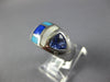 1.38CT DIAMOND & AAA TANZANITE 14KT WHITE GOLD MOTHER OF PEARL & TURQUOISE RING