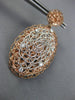 LARGE .3CT DIAMOND 14KT WHITE & ROSE GOLD 3D OVAL ETOILE WOOVEN HANGING EARRINGS