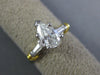 .93CT DIAMOND PLATINUM & 18K GOLD 3D PEAR SHAPE & BAGUETTE ENGAGEMENT RING #1894