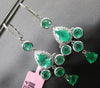 LARGE 7.95CT DIAMOND & AAA EMERALD 18KT WHITE GOLD 3D LEVERBACK HANGING EARRINGS