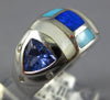 1.38CT DIAMOND & AAA TANZANITE 14KT WHITE GOLD MOTHER OF PEARL & TURQUOISE RING