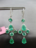 LARGE 7.95CT DIAMOND & AAA EMERALD 18KT WHITE GOLD 3D LEVERBACK HANGING EARRINGS