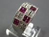 WIDE 1.65CT DIAMOND & RUBY 14KT WHITE GOLD PRINCESS INVISIBLE MULTI SQUARE RING