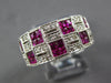 WIDE 1.65CT DIAMOND & RUBY 14KT WHITE GOLD PRINCESS INVISIBLE MULTI SQUARE RING