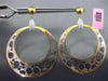 LARGE .60CT DIAMOND 14KT 2 TONE GOLD MALE & FEMALE SIDEWAY HOOP HANGING EARRINGS