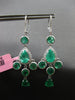 LARGE 7.95CT DIAMOND & AAA EMERALD 18KT WHITE GOLD 3D LEVERBACK HANGING EARRINGS