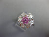 1.08CT DIAMOND & AAA PINK SAPPHIRE 18KT WHITE GOLD ROUND & BAGUETTE FLOWER RING