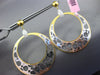 LARGE .60CT DIAMOND 14KT 2 TONE GOLD MALE & FEMALE SIDEWAY HOOP HANGING EARRINGS