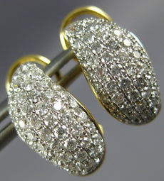 WIDE .76CT DIAMOND 18KT YELLOW GOLD 3D MULTI ROW LEAF CLIP ON HANGING EARRINGS