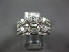 ESTATE 1.43CT DIAMOND 14KT WHITE GOLD 3D 3 STONE SEMI MOUNT ENGAGEMENT RING SET