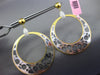 LARGE .60CT DIAMOND 14KT 2 TONE GOLD MALE & FEMALE SIDEWAY HOOP HANGING EARRINGS