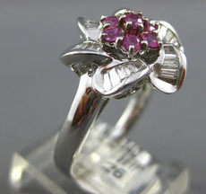1.08CT DIAMOND & AAA PINK SAPPHIRE 18KT WHITE GOLD ROUND & BAGUETTE FLOWER RING