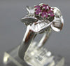 1.08CT DIAMOND & AAA PINK SAPPHIRE 18KT WHITE GOLD ROUND & BAGUETTE FLOWER RING