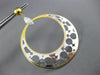 LARGE .60CT DIAMOND 14KT 2 TONE GOLD MALE & FEMALE SIDEWAY HOOP HANGING EARRINGS