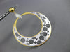 LARGE .60CT DIAMOND 14KT 2 TONE GOLD MALE & FEMALE SIDEWAY HOOP HANGING EARRINGS