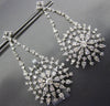 ESTATE LARGE 4.18CT DIAMOND 14KT WHITE GOLD 3D FLOWER SNOWFLAKE HANGING EARRINGS