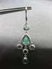 LARGE 7.95CT DIAMOND & AAA EMERALD 18KT WHITE GOLD 3D LEVERBACK HANGING EARRINGS
