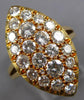ESTATE EXTRA LARGE 2.13CT DIAMOND 18KT YELLOW GOLD MARQUISE SHAPE FILIGREE RING