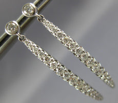 ESTATE .76CT DIAMOND 18KT WHITE GOLD 3D BAR BEZEL FUN HANGING EARRINGS
