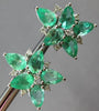 LARGE 7.08CT DIAMOND & EMERALD 18K WHITE GOLD PEAR SHAPE FLOWER CLIP ON EARRINGS