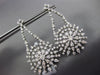 ESTATE LARGE 4.18CT DIAMOND 14KT WHITE GOLD 3D FLOWER SNOWFLAKE HANGING EARRINGS