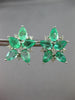 LARGE 7.08CT DIAMOND & EMERALD 18K WHITE GOLD PEAR SHAPE FLOWER CLIP ON EARRINGS