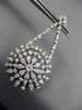 ESTATE LARGE 4.18CT DIAMOND 14KT WHITE GOLD 3D FLOWER SNOWFLAKE HANGING EARRINGS