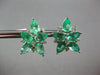 LARGE 7.08CT DIAMOND & EMERALD 18K WHITE GOLD PEAR SHAPE FLOWER CLIP ON EARRINGS