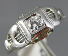 ANTIQUE .10CT OLD MINE DIAMOND 14KT WHITE GOLD 3D FILIGREE ENGAGEMENT RING #1571