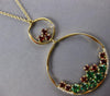 LARGE 4.77CT DIAMOND & AAA GARNET 18KT YELLOW GOLD CIRCULAR FUN FLOATING PENDANT