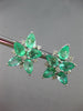 LARGE 7.08CT DIAMOND & EMERALD 18K WHITE GOLD PEAR SHAPE FLOWER CLIP ON EARRINGS