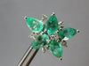 LARGE 7.08CT DIAMOND & EMERALD 18K WHITE GOLD PEAR SHAPE FLOWER CLIP ON EARRINGS