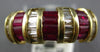 WIDE 1.48CT DIAMOND & AAA RUBY 14KT YELLOW GOLD BAGUETTE MULTI ROW CHANNEL RING