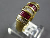 WIDE 1.48CT DIAMOND & AAA RUBY 14KT YELLOW GOLD BAGUETTE MULTI ROW CHANNEL RING
