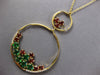 LARGE 4.77CT DIAMOND & AAA GARNET 18KT YELLOW GOLD CIRCULAR FUN FLOATING PENDANT