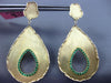 LARGE .52CT AAA EMERALD 14K YELLOW GOLD HAMMERED LOOK TEAR DROP HANGING EARRINGS
