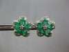 ESTATE 1.80CT DIAMOND & AAA EMERALD 18KT WHITE GOLD CLASSIC FLOWER STUD EARRINGS