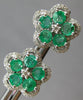 ESTATE 1.80CT DIAMOND & AAA EMERALD 18KT WHITE GOLD CLASSIC FLOWER STUD EARRINGS