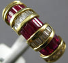 WIDE 1.48CT DIAMOND & AAA RUBY 14KT YELLOW GOLD BAGUETTE MULTI ROW CHANNEL RING