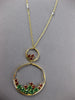 LARGE 4.77CT DIAMOND & AAA GARNET 18KT YELLOW GOLD CIRCULAR FUN FLOATING PENDANT