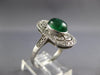 ANTIQUE 1.96CT DIAMOND & AAA CABOCHON EMERALD 18KT WHITE GOLD OVAL FILIGREE RING